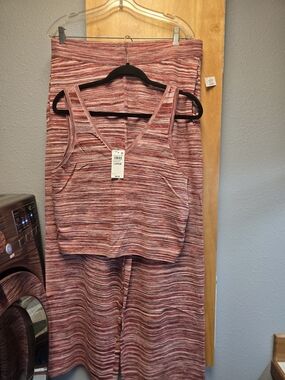 State Of Day Two-Piece Marled Knit Pajamas - Red Heather With Pockets